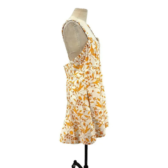 Anthropologie Maeve Sweetheart Mini Dress Floral Print Cream Orange Size XL - Picture 6 of 14